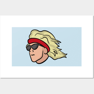 Cool surfer snowboarder dude with flowing long hair Posters and Art